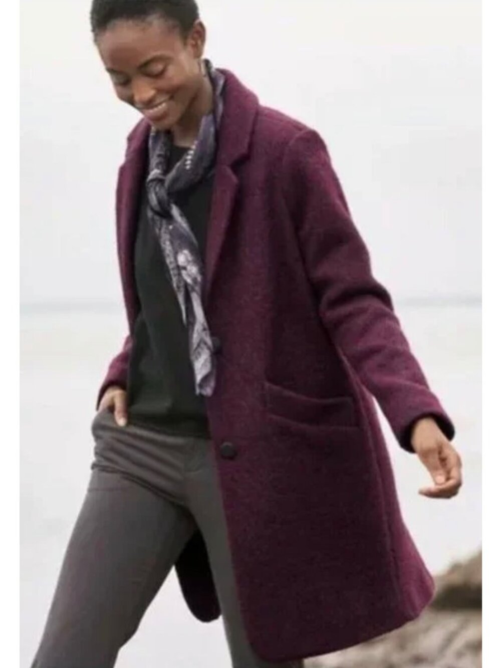 Marc New York Paige Women Pressed Boucle Knit Wool Blend Coat Size 20W